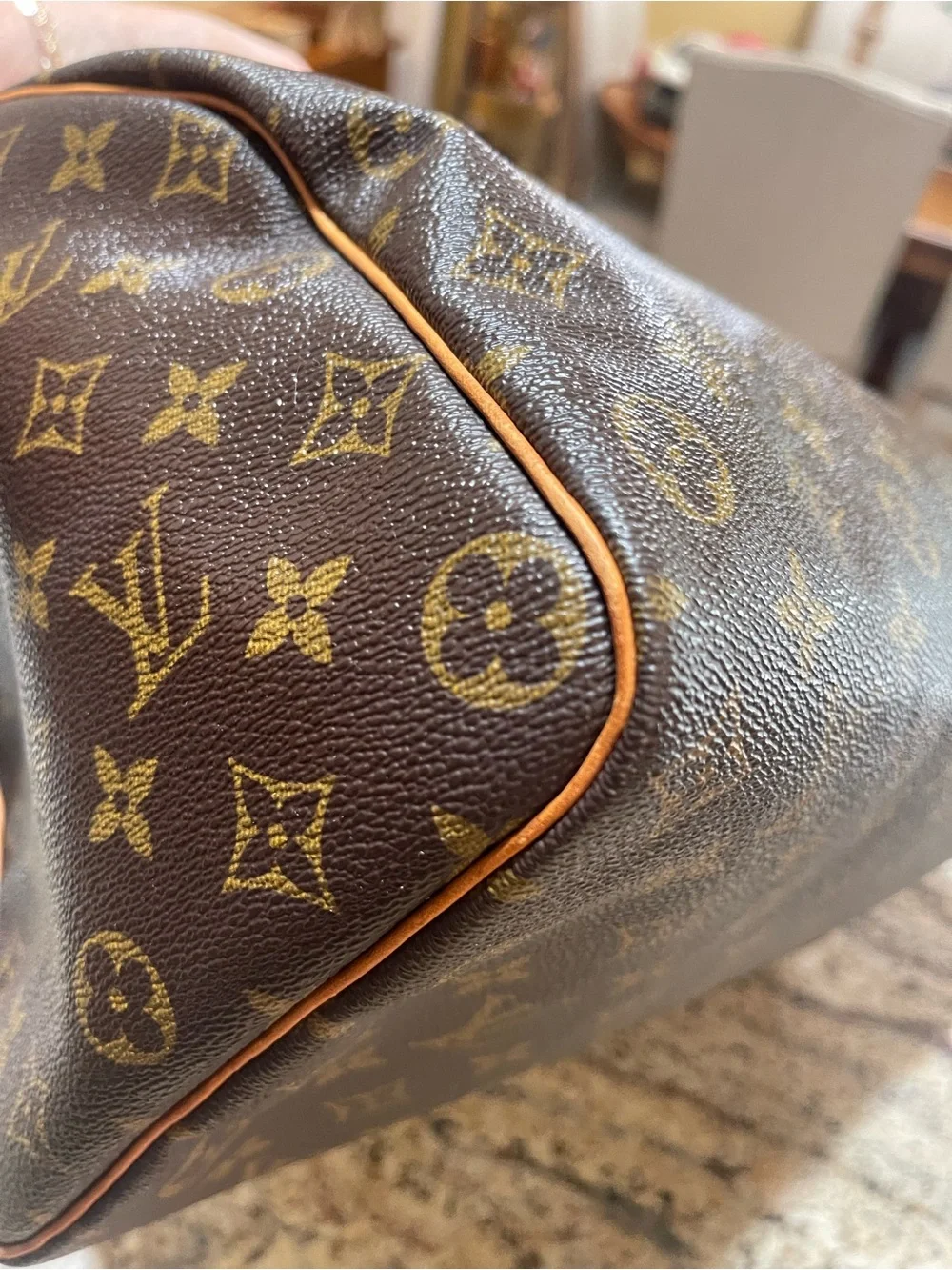 Louis Vuitton Speedy 35 Monogram Canvas Duffel with Vachetta Leather Handles